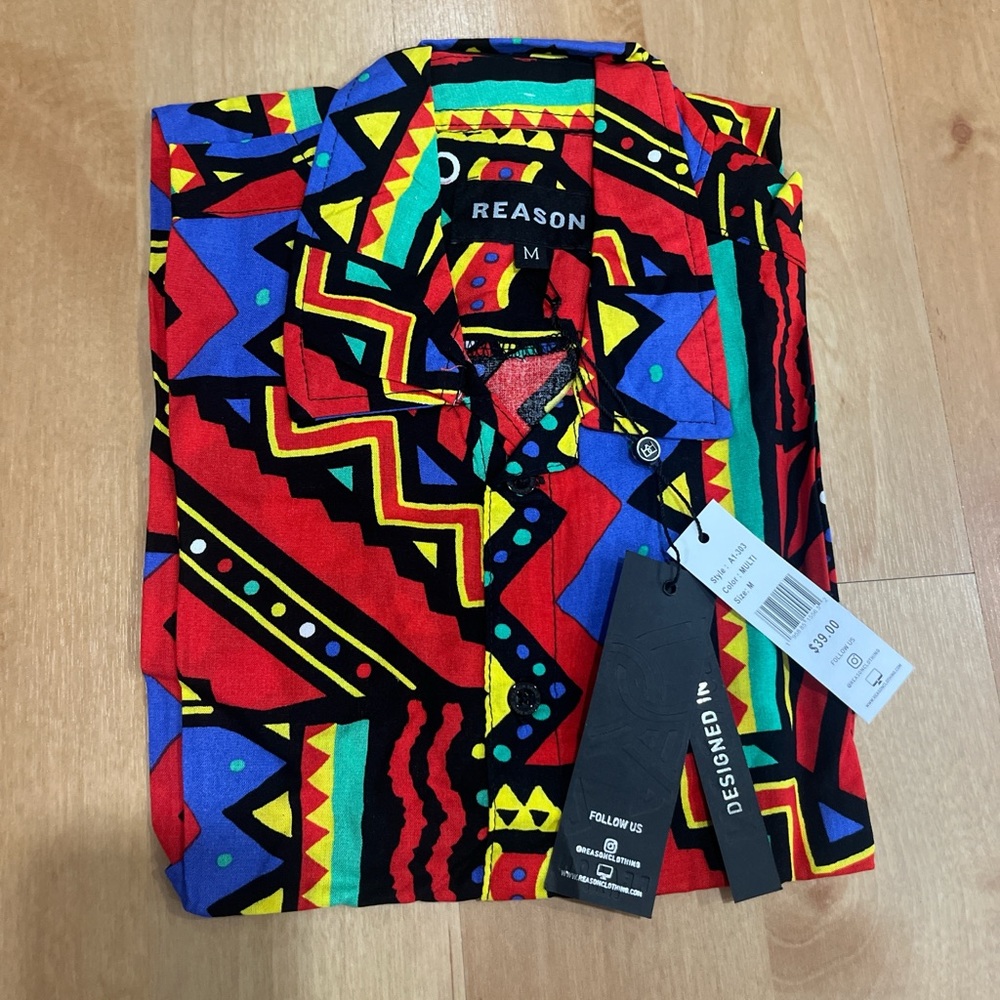 Reason Multicolor Tribal Print Button-Up Shirt